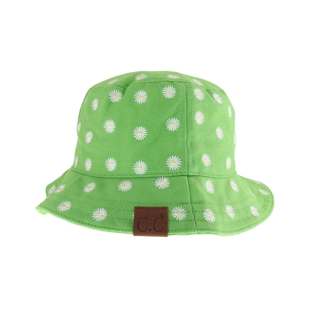 Daisy Embroidered Cotton Canvas C.C Bucket Hat KB005