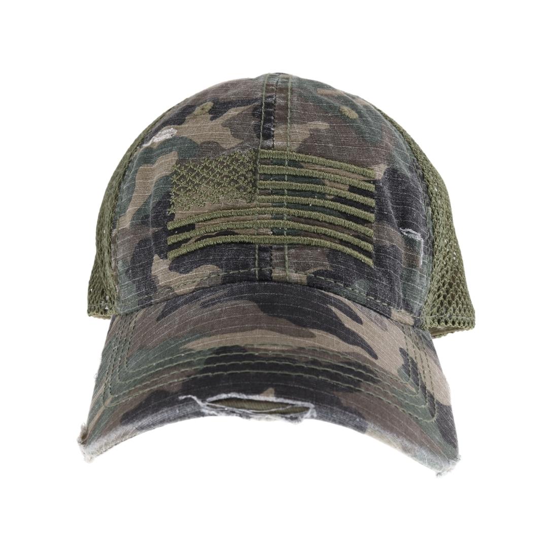 Embroidered American Flag Camo C.C Ball Cap BA3910