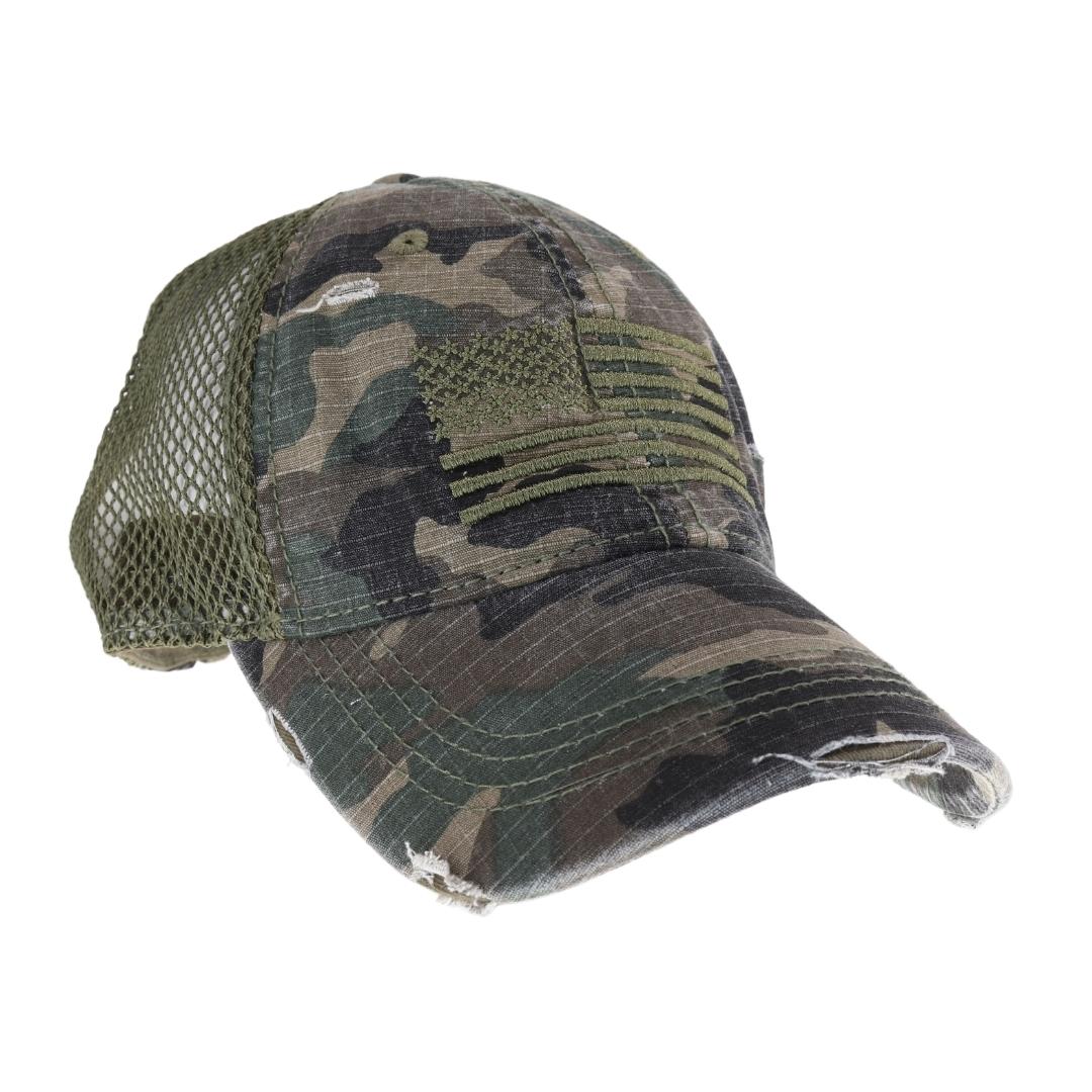 Embroidered American Flag Camo C.C Ball Cap BA3910