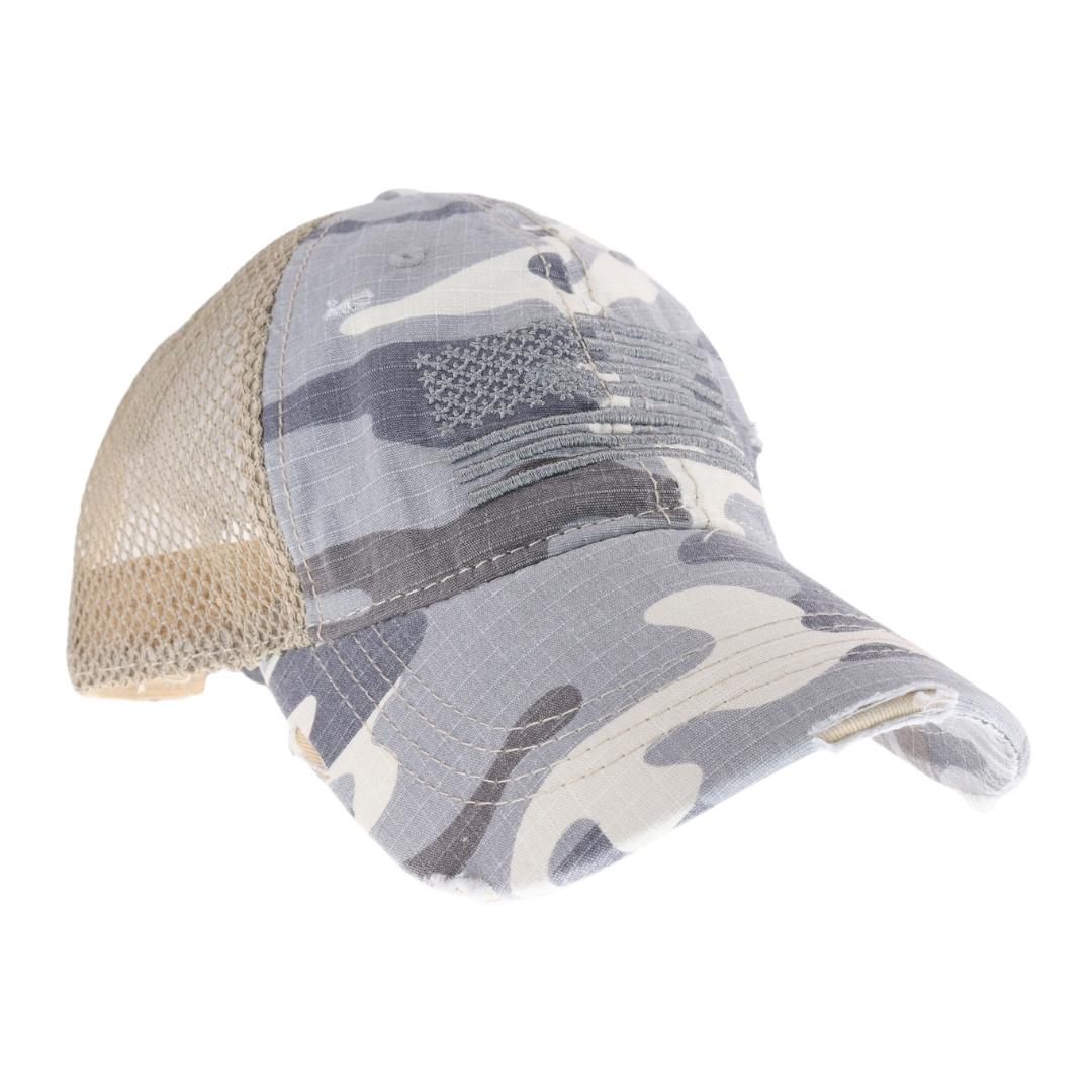 Embroidered American Flag Camo C.C Ball Cap BA3910