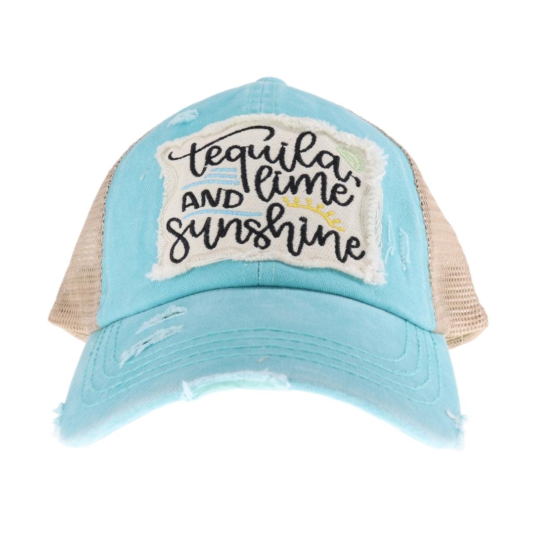 Embroidered Tequila Lime and Sunshine Patch C.C High Pony Criss Cross Ball Cap BT1003