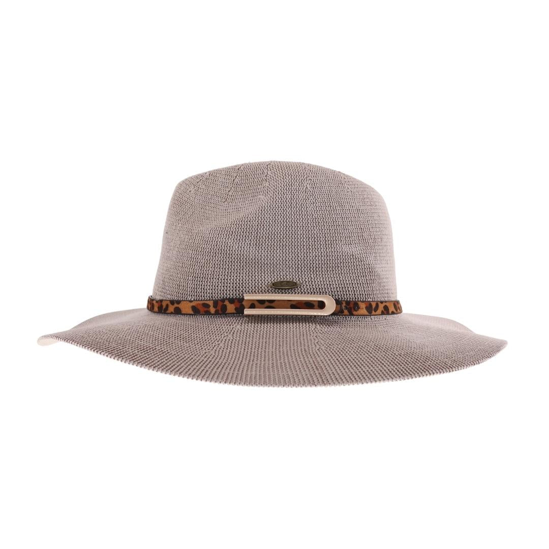 Knit Leopard Buckle Band C.C Panama Hat KP011