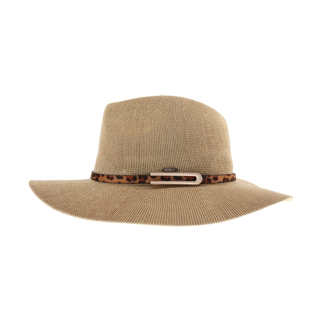 Knit Leopard Buckle Band C.C Panama Hat KP011