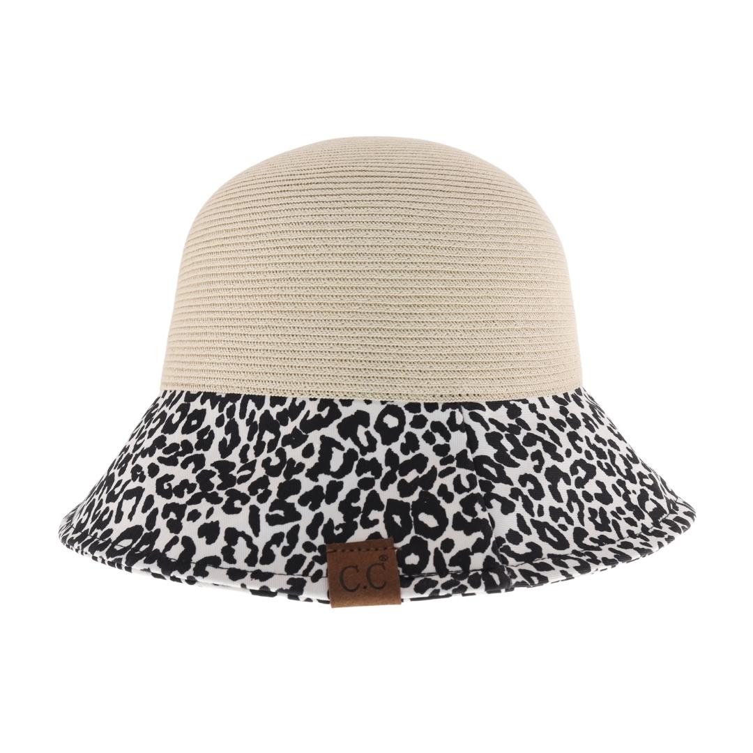 Baby Leopard Print Straw Cloche C.C Sun Hat ST3928