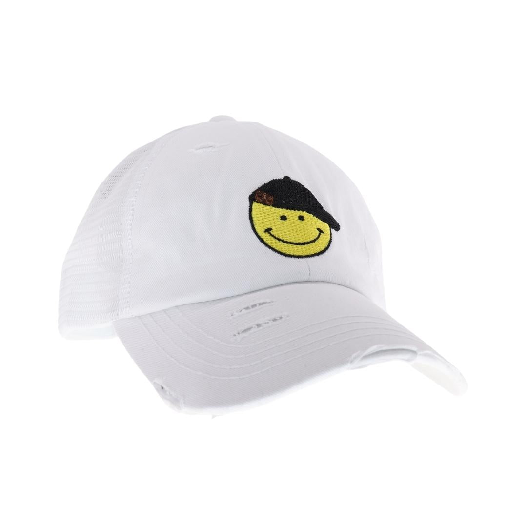 C.C Smiley Face Embroidered Criss Cross High Pony C.C Ball Cap BT1015