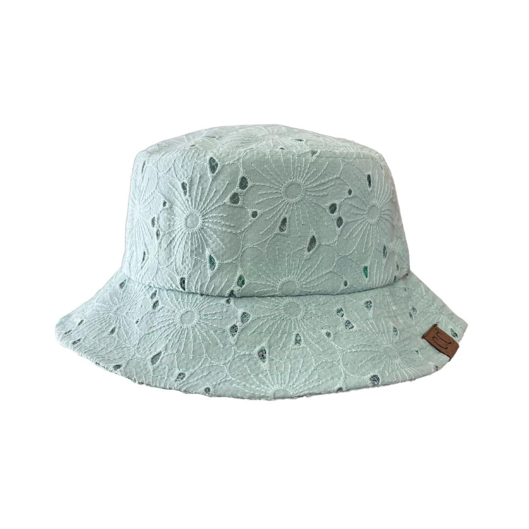 Embroidered Floral Cotton Eyelet C.C Bucket Hat BK1016