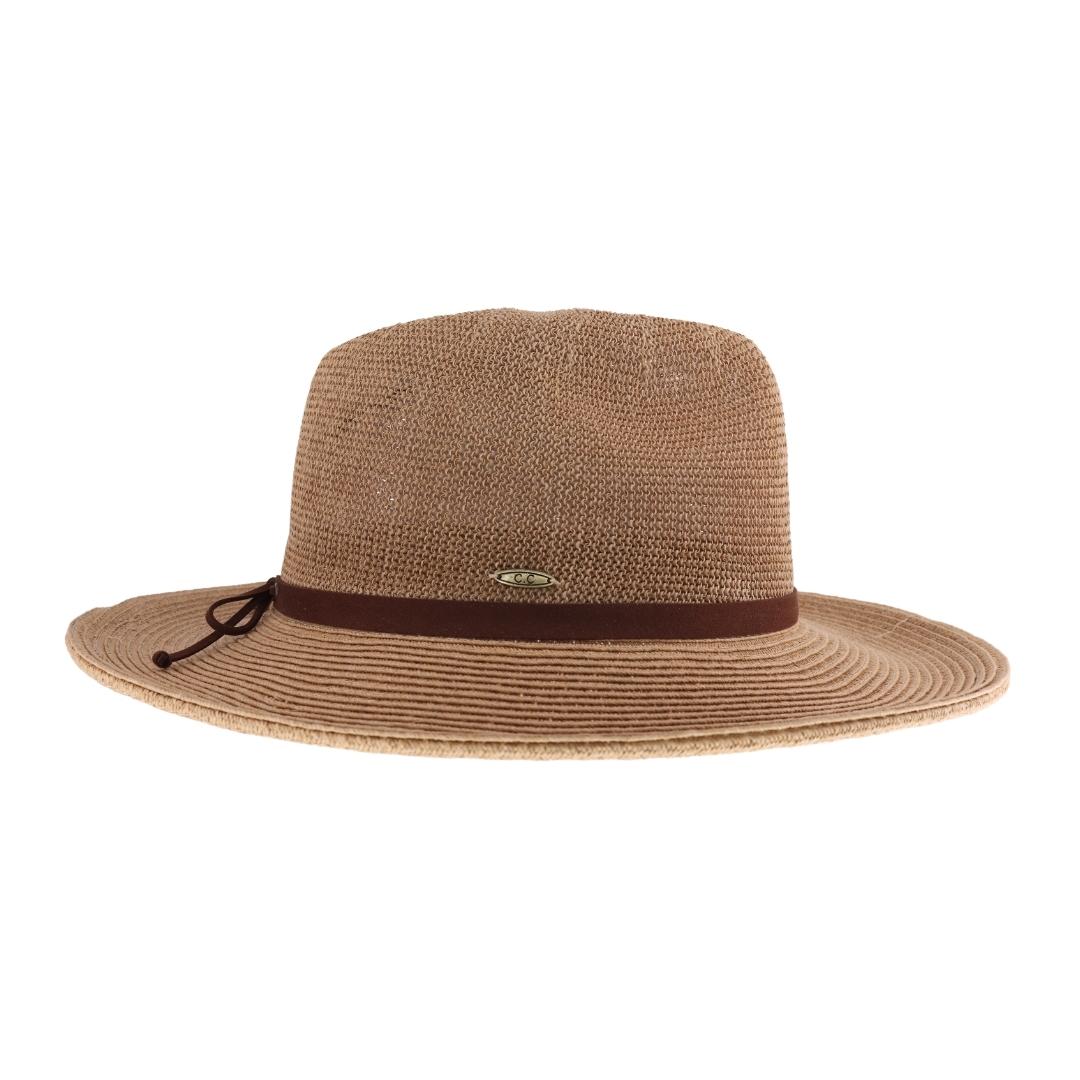 Suede Lace-up Trim Straw C.C Panama Hat ST1002