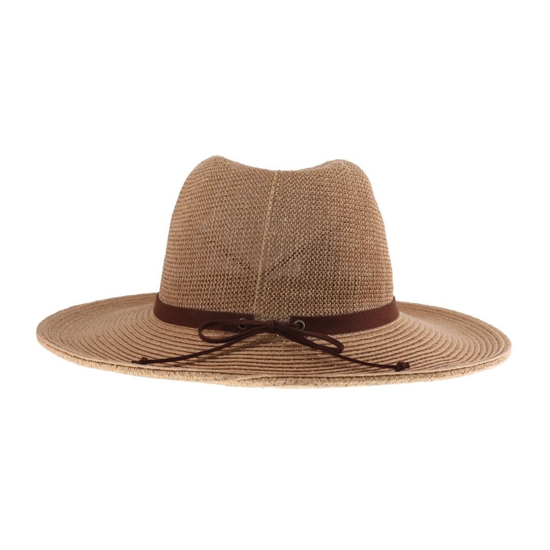 Suede Lace-up Trim Straw C.C Panama Hat ST1002