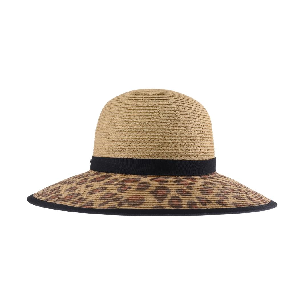 Leopard Wide Brim Straw C.C Sun Hat ST1010