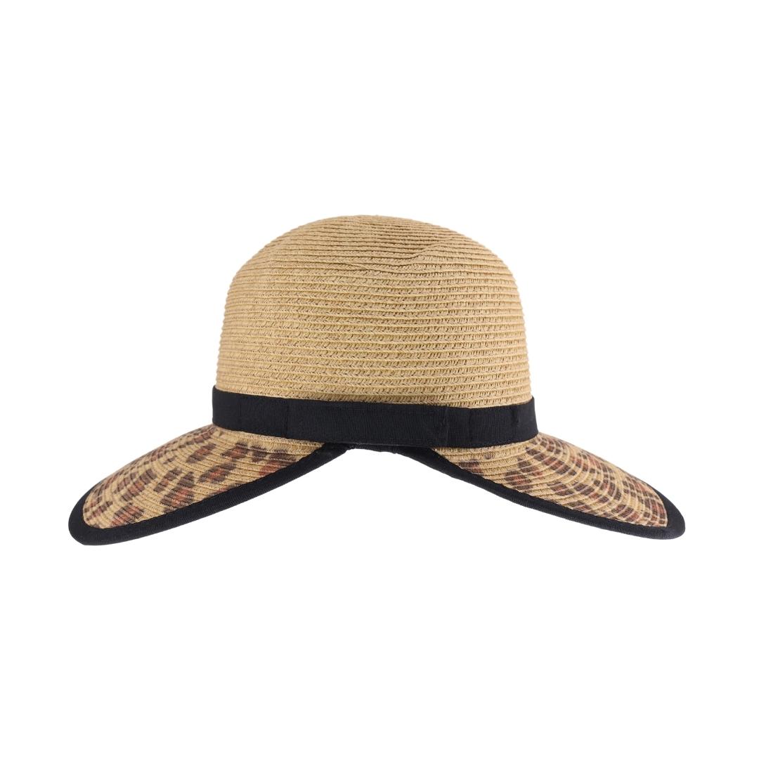 Leopard Wide Brim Straw C.C Sun Hat ST1010