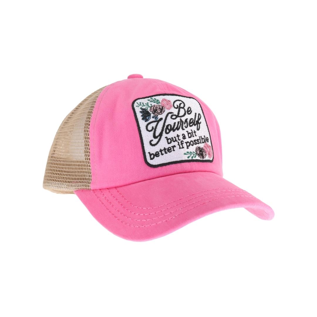 Embroidered Be Yourself Patch C.C High Pony Criss Cross Ball Cap MBT7004