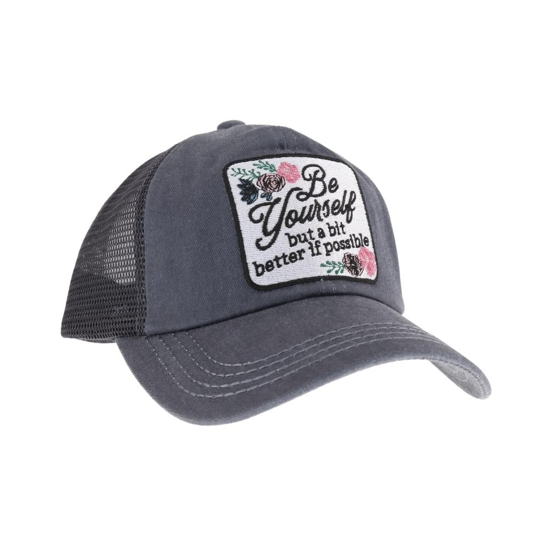 Embroidered Be Yourself Patch C.C High Pony Criss Cross Ball Cap MBT7004