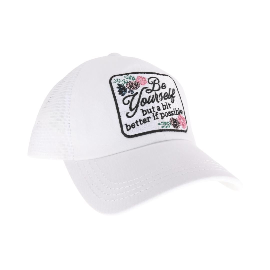 Embroidered Be Yourself Patch C.C High Pony Criss Cross Ball Cap MBT7004