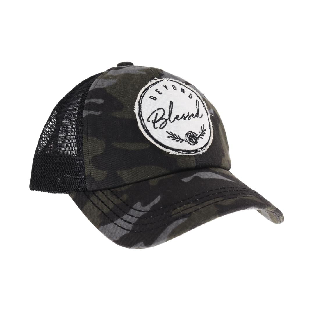 Embroidered Beyond Blessed Patch C.C High Pony Criss Cross Ball Cap MBT7001