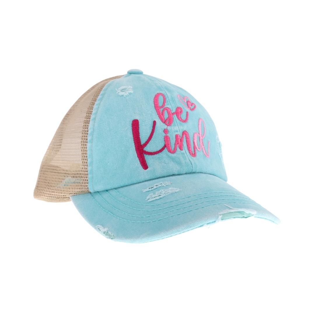 Embroidered Be Kind Patch C.C High Pony Criss Cross Ball Cap BT1007