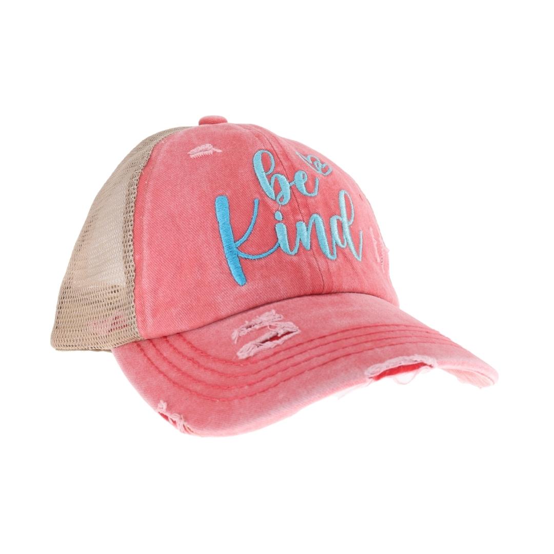 Embroidered Be Kind Patch C.C High Pony Criss Cross Ball Cap BT1007