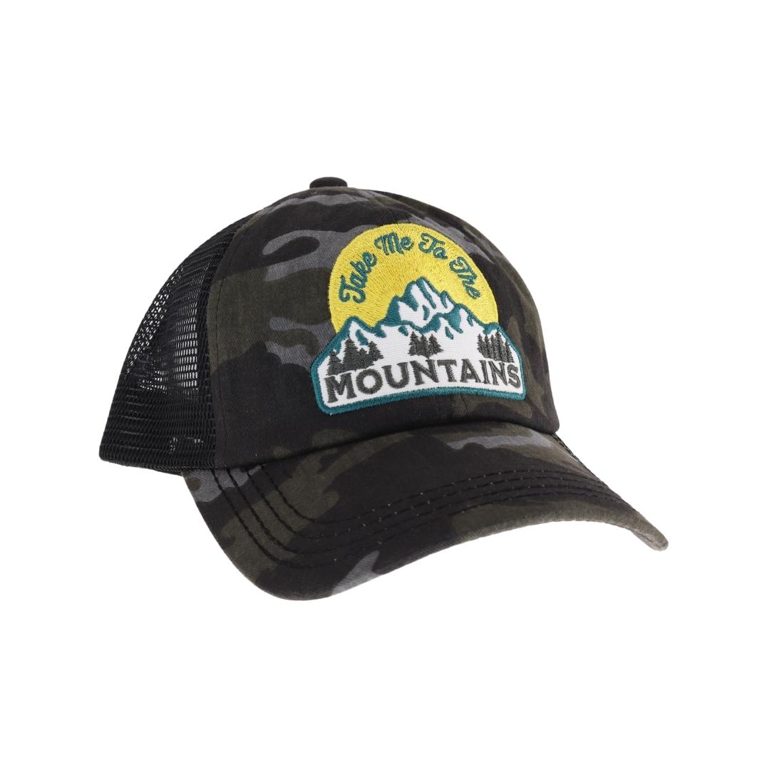 Embroidered Take Me To The Mountains Patch C.C High Pony Criss Cross Ball Cap MBT7003