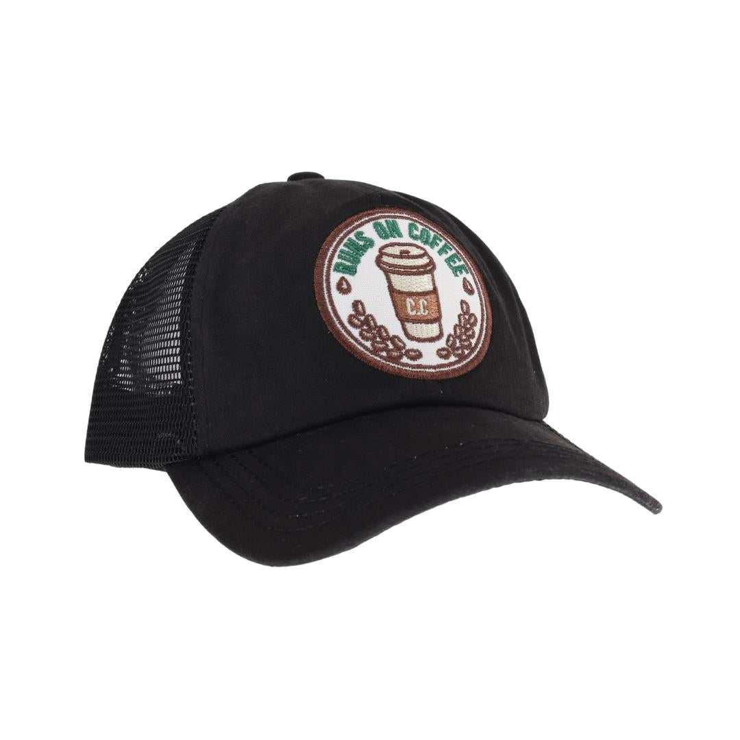 Embroidered Runs on Coffee Patch C.C High Pony Criss Cross Ball Cap MBT7005