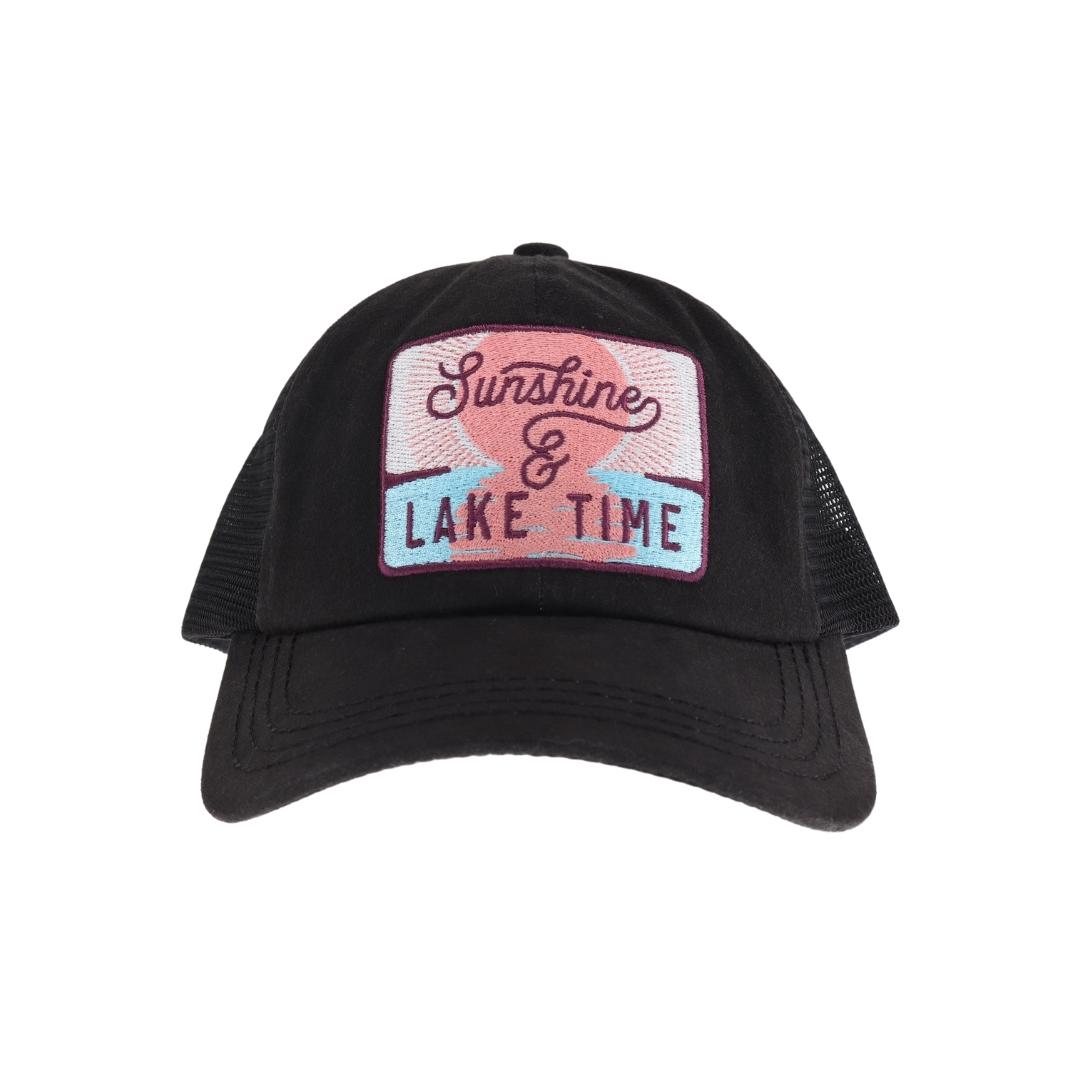 Embroidered Sunshine & Lake Time Patch C.C High Pony Criss Cross Ball Cap MBT7006