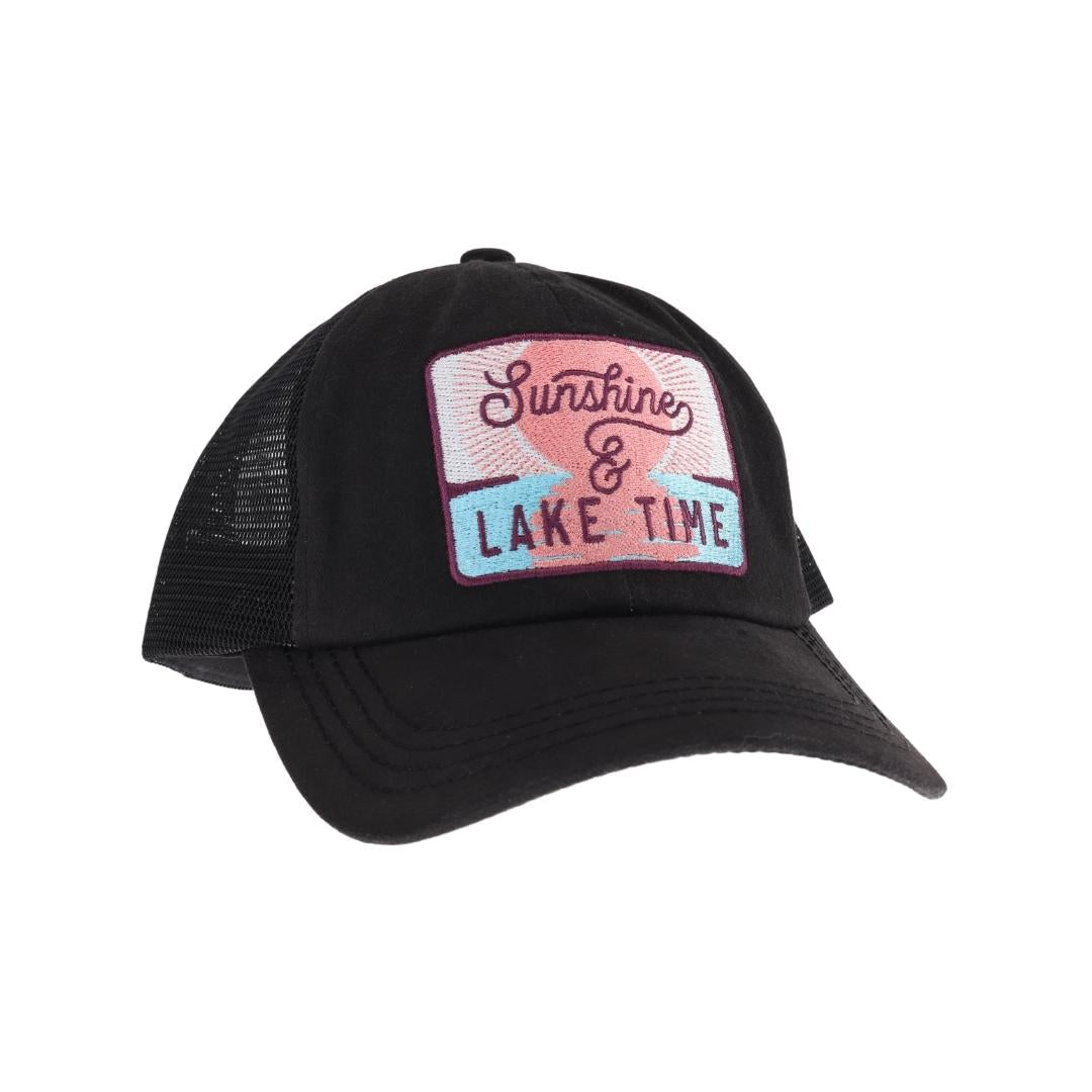 Embroidered Sunshine & Lake Time Patch C.C High Pony Criss Cross Ball Cap MBT7006