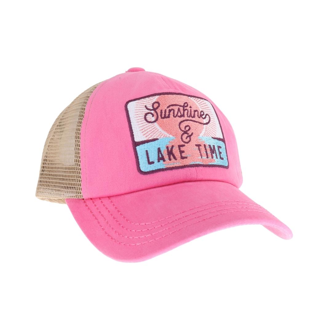 Embroidered Sunshine & Lake Time Patch C.C High Pony Criss Cross Ball Cap MBT7006