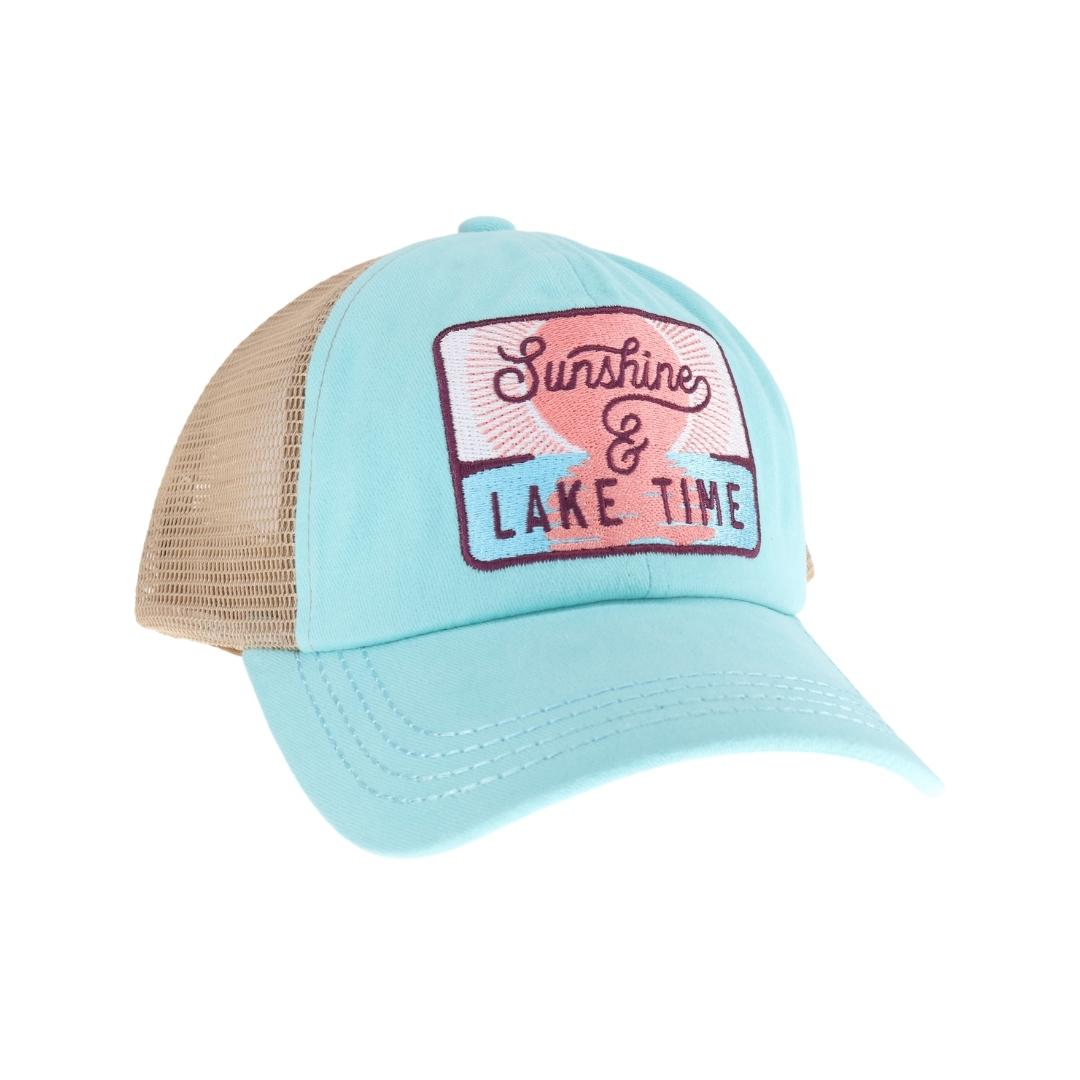 Embroidered Sunshine & Lake Time Patch C.C High Pony Criss Cross Ball Cap MBT7006