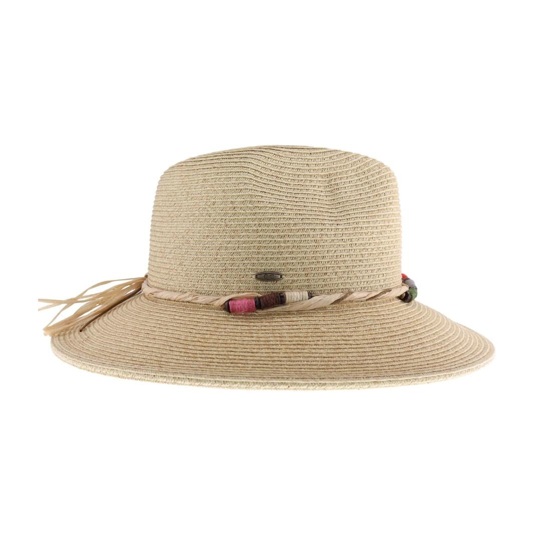 Multi Colored Trim Straw C.C Panama Hat ST1001