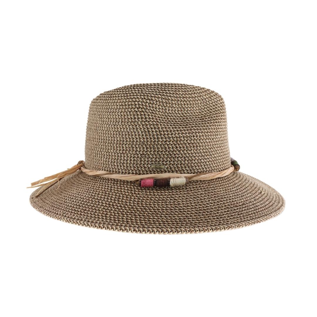 Multi Colored Trim Straw C.C Panama Hat ST1001