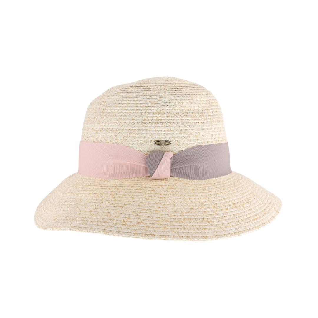 Color Block Ribbon Band Trim C.C Cloche Sun Hat ST1011