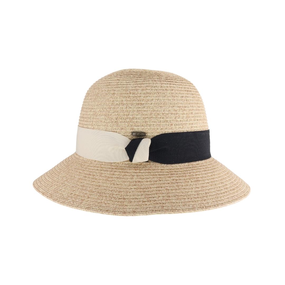 Color Block Ribbon Band Trim C.C Cloche Sun Hat ST1011