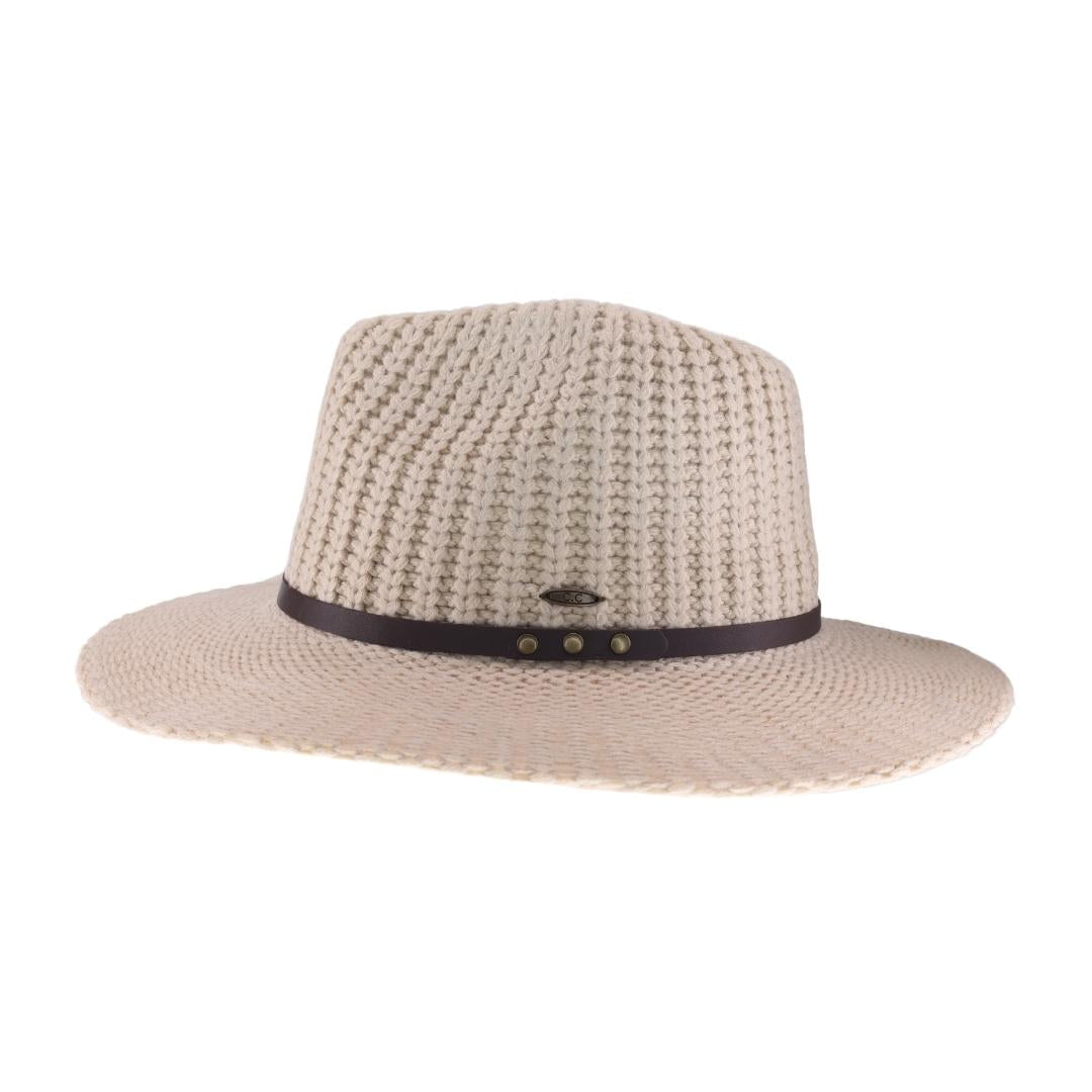 Knit C.C Fedora Hat with Leather Band KP016