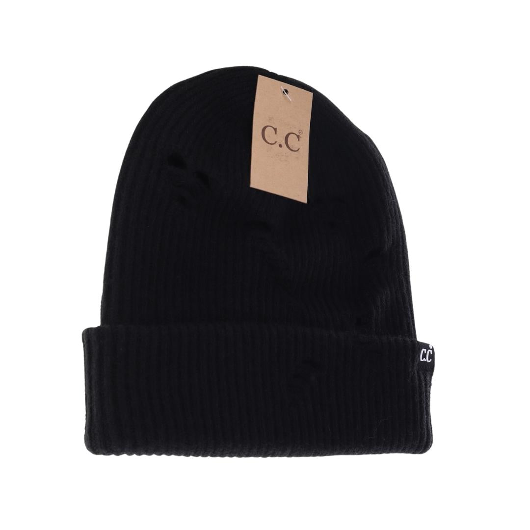 Unisex Distressed C.C. Beanie HTM4019