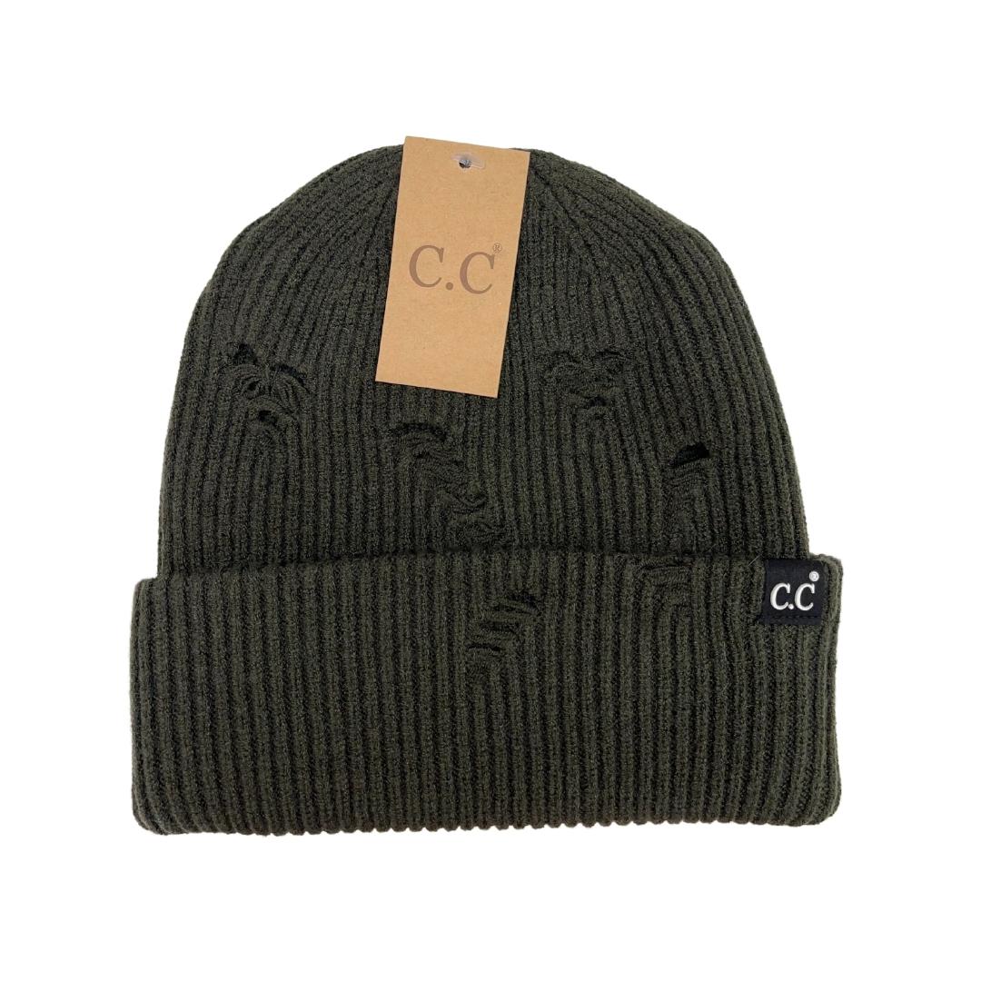 Unisex Distressed C.C. Beanie HTM4019