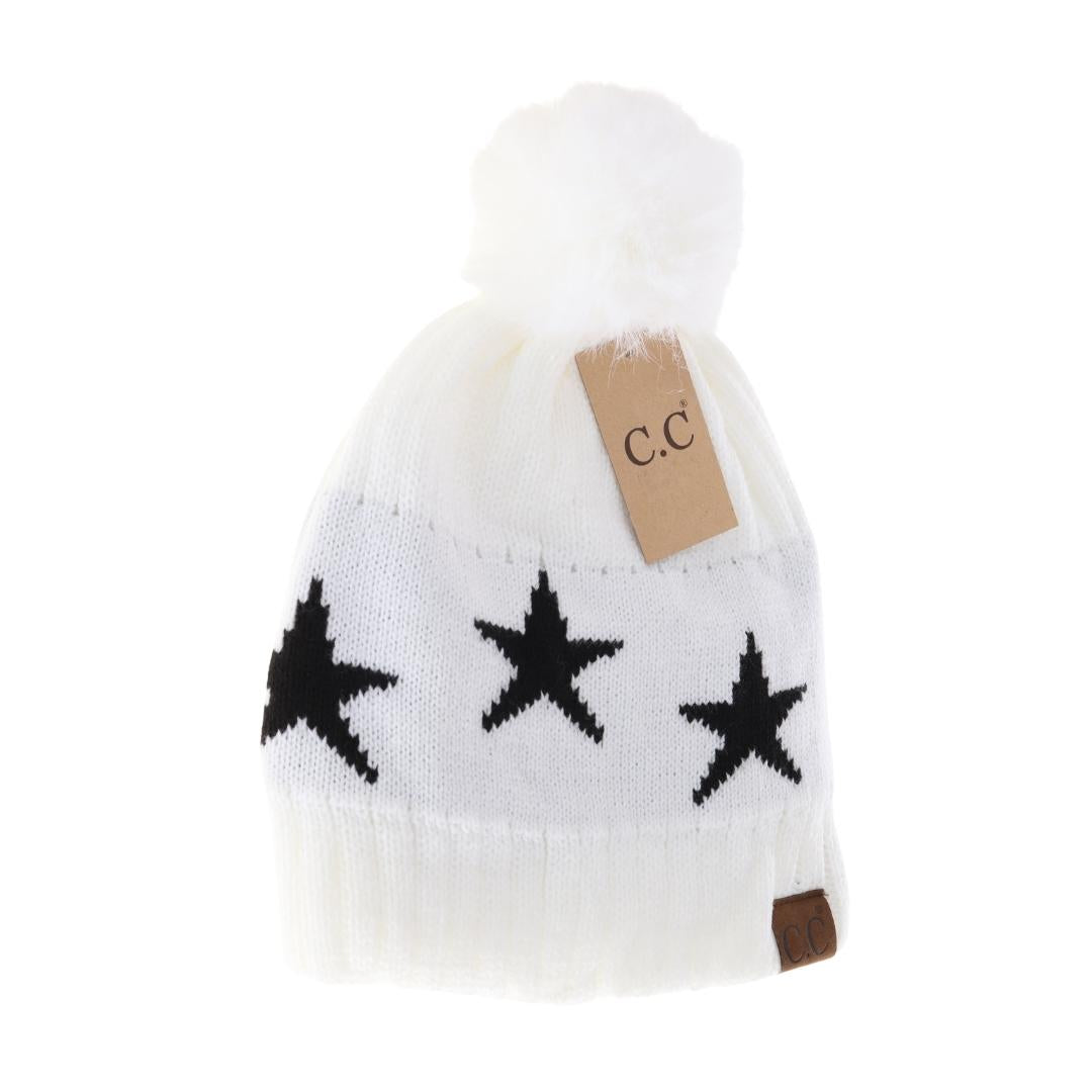 Star Print Pom C.C Beanie HAT4023