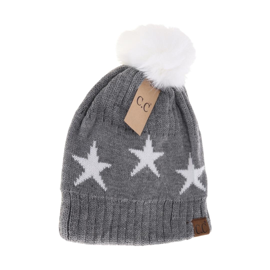 Star Print Pom C.C Beanie HAT4023