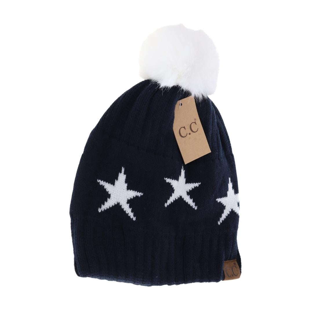 Star Print Pom C.C Beanie HAT4023