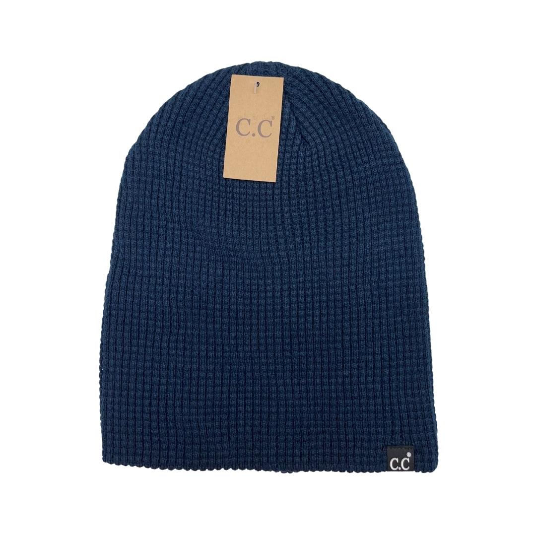 Unisex Waffle Knit Cuffed/Slouchy C.C. Beanie HTM4022