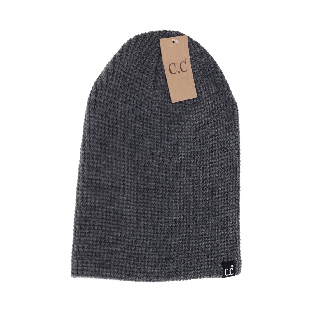 Unisex Waffle Knit Cuffed/Slouchy C.C. Beanie HTM4022