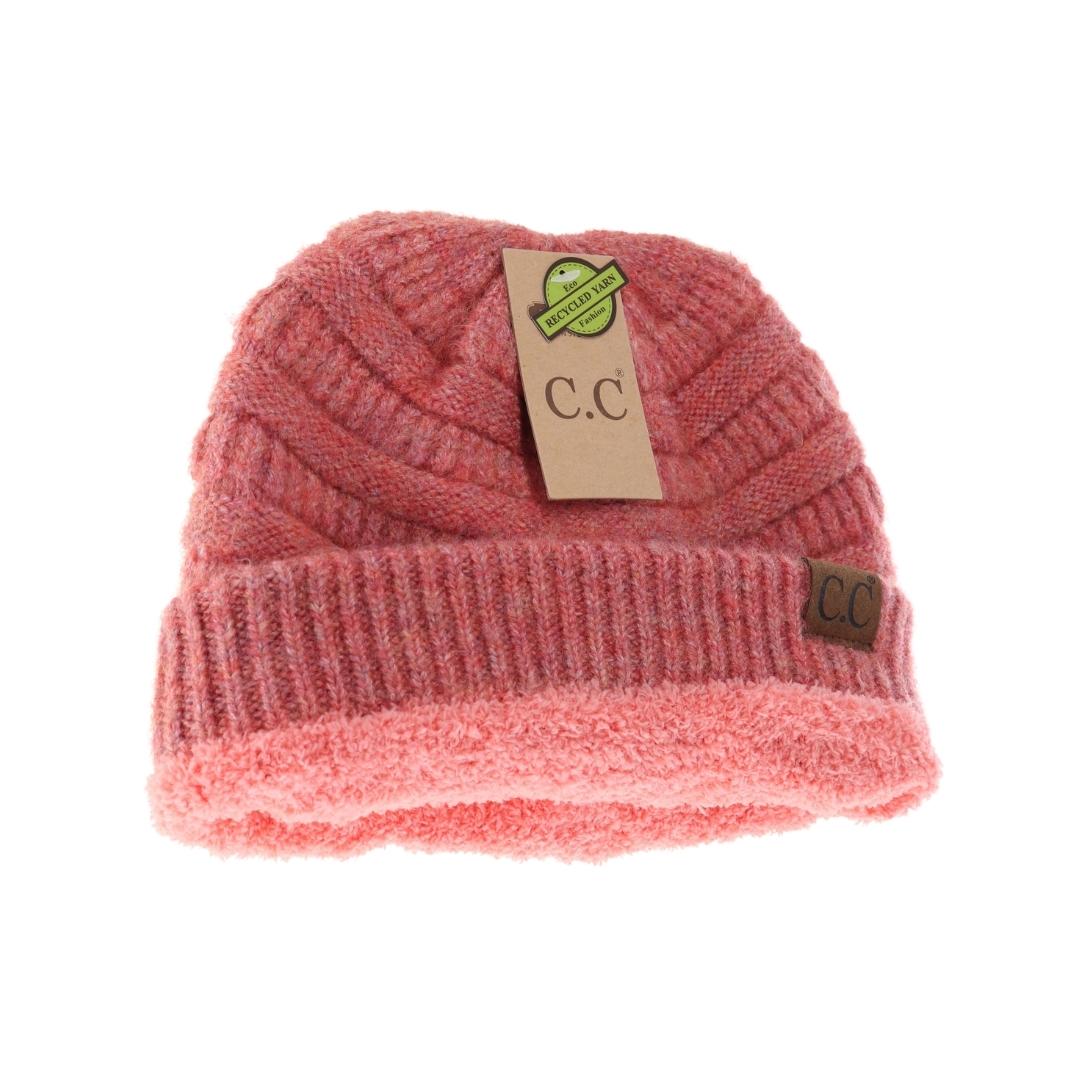 Fuzzy Lined Mixed Soft Yarn Beanie HAT4020