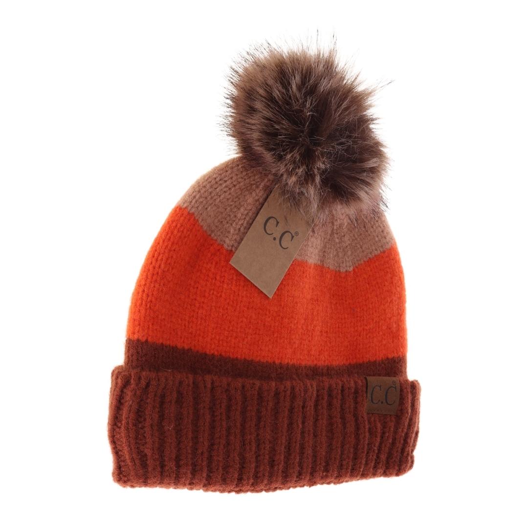 Multi Color Block Pom C.C Beanie HAT4001