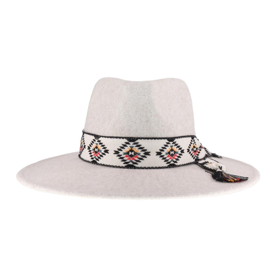 Aztec Trim Band Vegan Fabric C.C Panama Hat WF10