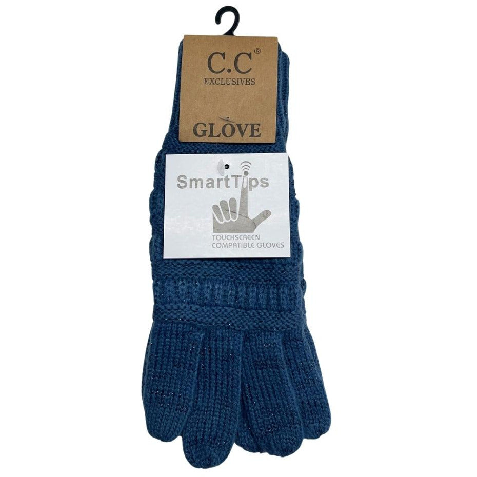 Metallic Cable Knit CC Gloves G20MET