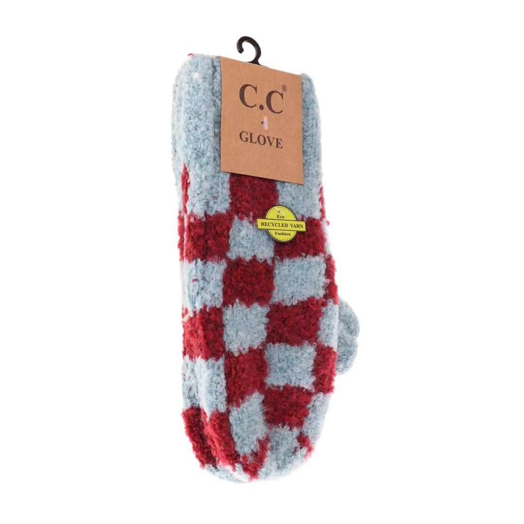 Boucle Checkered Pattern Mittens MT4011