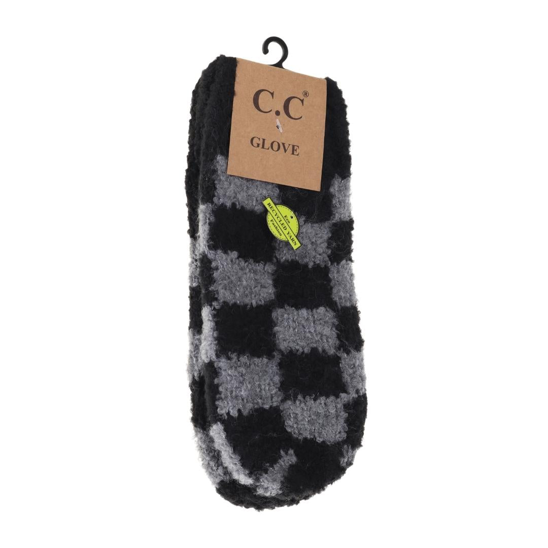 Boucle Checkered Pattern Mittens MT4011