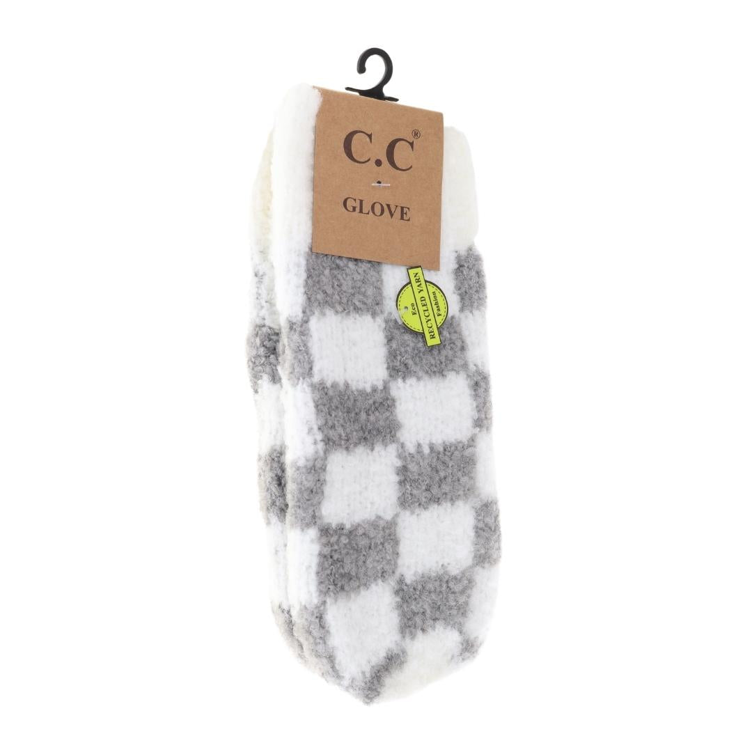 Boucle Checkered Pattern Mittens MT4011