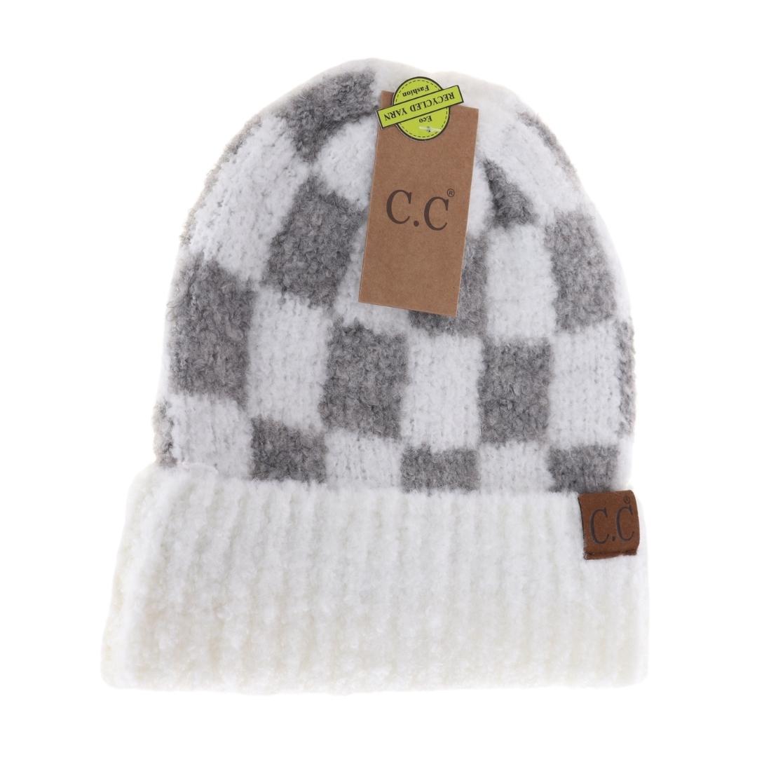 Boucle Checkered Patterned C.C Beanie HAT4011