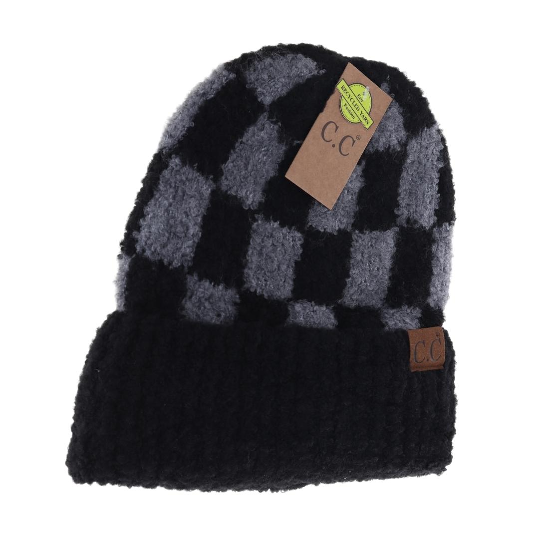 Boucle Checkered Patterned C.C Beanie HAT4011