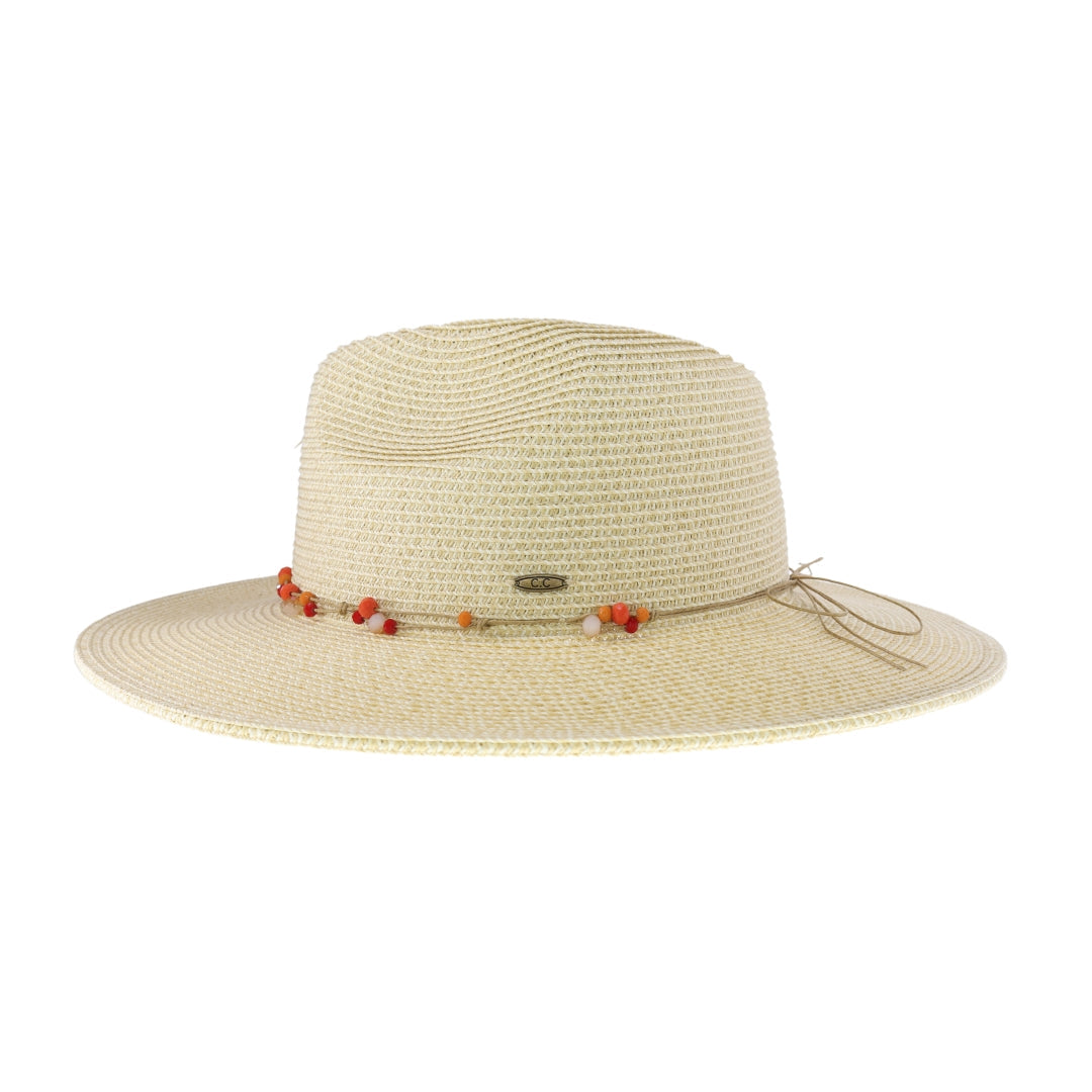 Glass Bead Trim C.C Panama Hat STH11