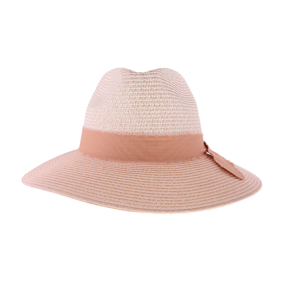 Frayed Bow Trim C.C Panama Hat STH16