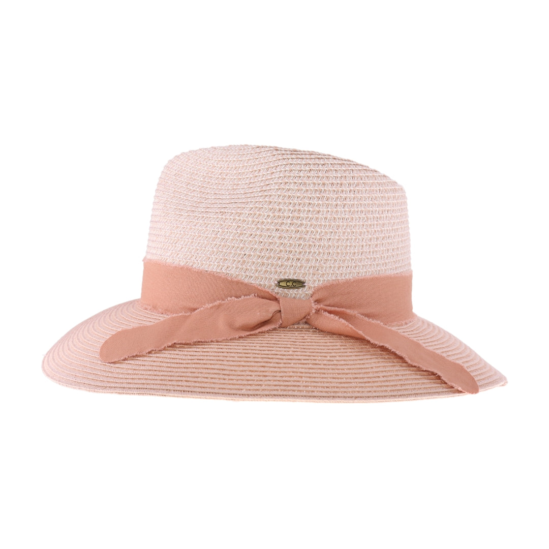 Frayed Bow Trim C.C Panama Hat STH16